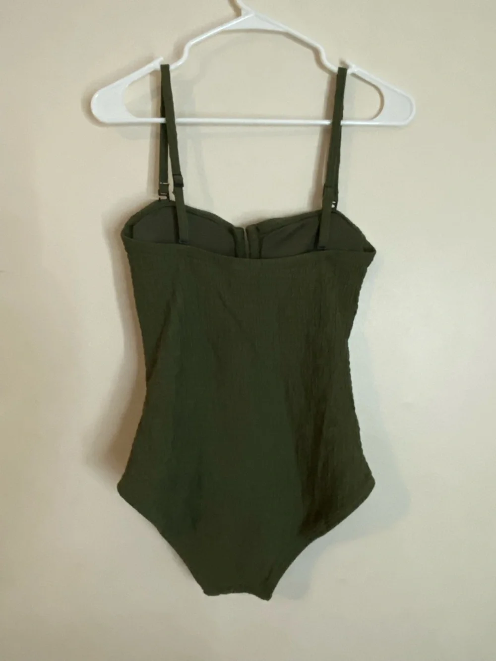 DKNY U-Wire Olive Green Textured One-Piece Swimsuit - Picture 3 of 10